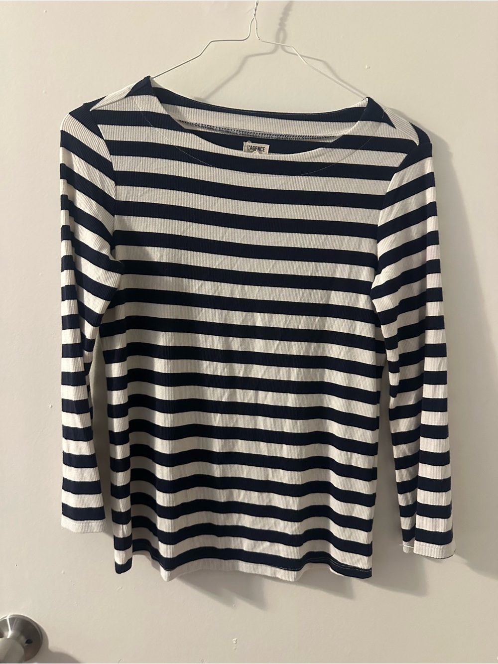 L'AGENCE Striped Ribbed Top - Picture 1 of 3